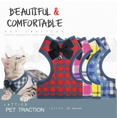 Dog Leash Chest Strap Teddy Small and Medium Dog Bow Plaid Vest Dog Rope Chain Vest