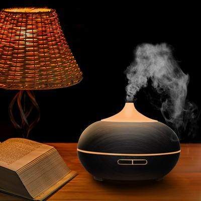 400ml Mini Ultrasonic Aroma Essential Oil Diffuser 14 Color Lights Wooden Cool Mist Humidifier for Office Home Study Yoga Spa - Shallow Wood Grain 