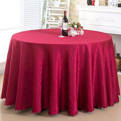 Red Wine European Style Chain Link Flowers Simple Drape Polyester Jacquard Round Waterproof Dining Table Cover Mat Tablecloth for Hotel Restaurant Decor