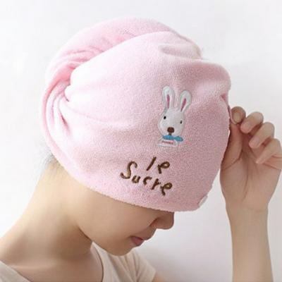 Cute Cartoon Rabbit Super Absorbent Soft Microfiber Magic Dry Hair Cap Hair Head Wrap Quick Dry Bathroom Tool
