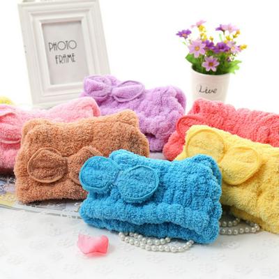 Thickened Absorbent Microfiber Bow-Knot Solid Fast Dry Hair Towel Head Wrap Hat Women Girls Shower Cap Bath Accessories 