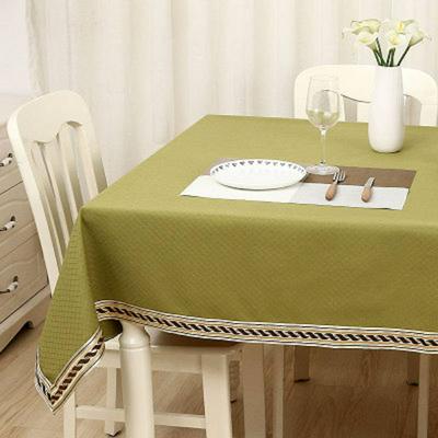 European Type Solid Color Cotton and Linen Lace Splice Tablecloth - Fruit Green Color
