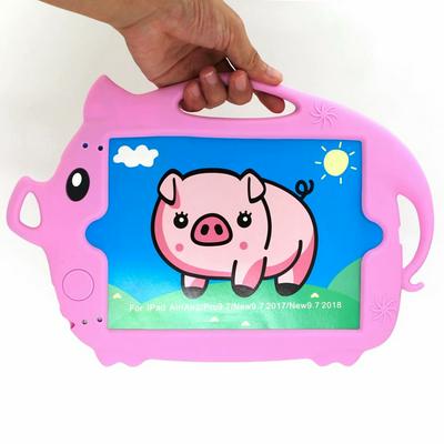Cartoon 3D Cute Pig Pattern Shockproof Soft Silicone Handles with Stand Back Cover Case for iPad Mini 1 / 2 / 3 / 4 / 5 / Mini 2019