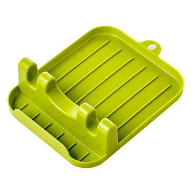 Organizador redondo de cuchara de cocina, tenedor de plástico para descanso de cuchara, espátula, palillos, estante antideslizante, almohadilla para cucharas, utensilios de cocina