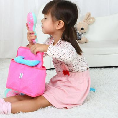 Pretend Play Makeup Set Stuffed Plush Toys Including Hair Dryer, Comb, Brush