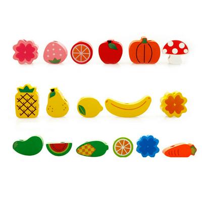 Wooden Hedgehog Fruit Beaded Bracelet Children Educational Early Learning Puzzle Childhood Bead-Stringing Toy for Kid Birthday Gifts