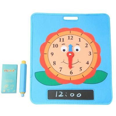 Educational Teaching Clock Sunflower Learning Time Clock with Erasable Writing Surface 