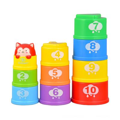 GOODWAY G108 Stacking Cups Learning Count Number Tower Bath Toys Toddlers Early Educational Stacker
