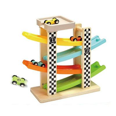 Wooden Race Track Toys with 4 Mini Cars for 3-6 Year Old Toddlers