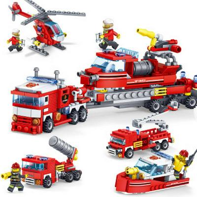 Kaizhi Fire Ladder Truck Deformation Four-in-One Assembled Toy Car Building Blocks Set