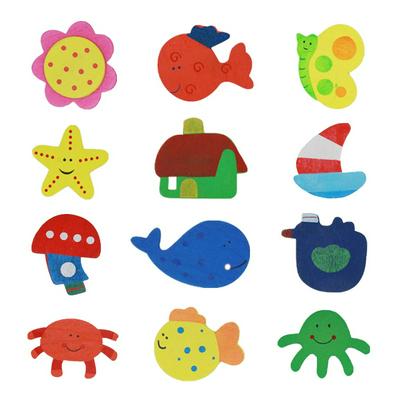 12 Pcs Animal Cartoon Colorful Wooden Refrigerator Magnet Fridge Stickers Kids Educational Toys for Children Baby 