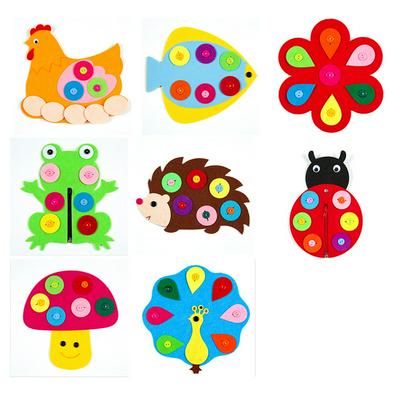 DIY Handmade Zipper Button Learning Felt Fabric Material Frog Teaching Aids Kindergarten Preschool Montessori Educational Toys for 3-6 Years 