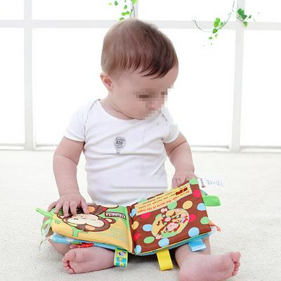 Cute 3D Embroidery Animal Design Early Educational Cloth Book Can't Damage Soft Reading Toy Newborn Baby Sound Toy