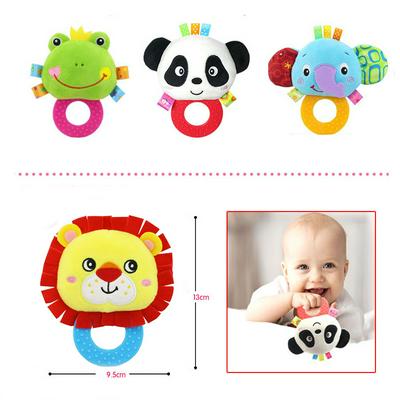 Animal Modeling Infant Baby Hand Grabbing Teether Rattle Hand Bell with BB Device Plush Toy