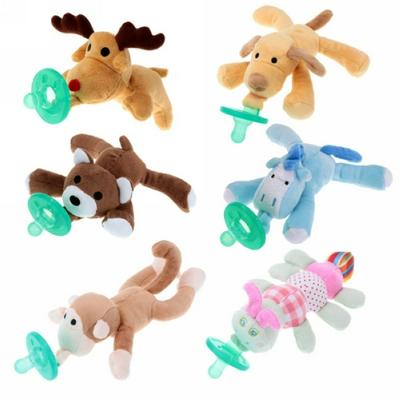 Cute Baby Newborn Kids Boys Girls Cartoon Dummy Nipple Soother Silicone Pacifier Plush Toy Feeding Accessories