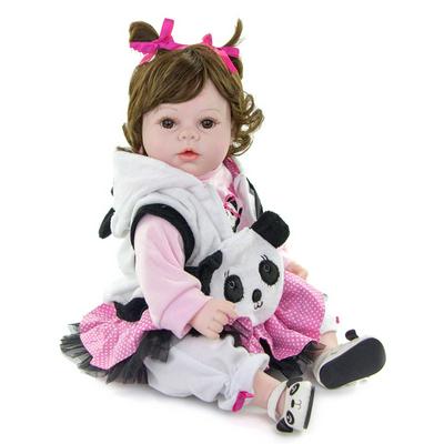 20inch/50cm Lifelike Baby Doll in Panda Outfits Realistic Toddler Doll with Short Hair