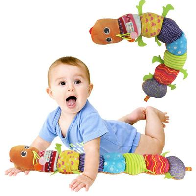 Cute Cartoon Caterpillar Animal Plush Musical Stuffed Doll Kids Early Learning Educational Toys with Ring Bell 