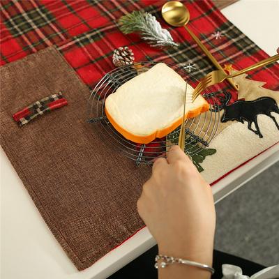 Plaid Christmas Placements with Fork Strap for Dinning Table