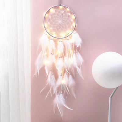 Meisje Hart Dream Catcher Nationale Veer Ornamenten Kant Linten Veren Gewikkeld Lichten Meisjes Kamer Decor Dreamcatcher