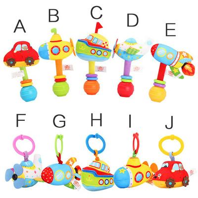 Cartoon Transportation Device Modeling Baby Infant Plush Hand Rocker Toy / Pull Shock Educational Toys