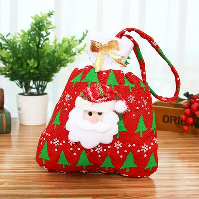Christmas Drawstring Treat Bags Printed Festive Gift Bags