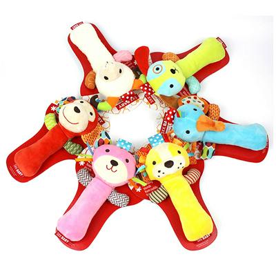 Animal Shaped Infant Hand Grab Bar with Rattle BB Device Hand Grab Toy Baby Puzzle Plush Toy