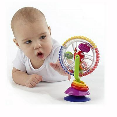 Toddler Infant Three-Color Model Stroller Dining Chair Rotating Windmill with Suction Cups Windmill Bell Toy Gift Educational Toys 