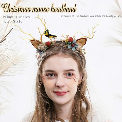 Christmas Flower Antlers Headband Cute Cat Ear Elf Hair Accessories