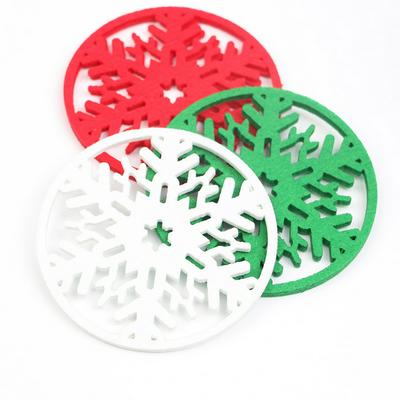 10pcs/lot Merry Christmas Decorations Non-Woven Fabric Dinner Party Dish Tray Coffee Pads Home Christmas Snowflakes Cup Pad Mat 