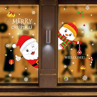 XH6253 Cartoon Christmas Wall Stickers PVC Santa Claus Snowman Elk