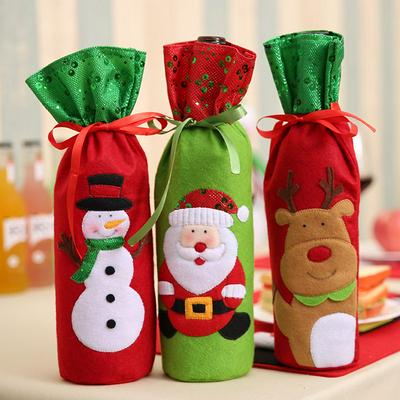 Santa Claus Snowman Elk Sequins Embroidery Santa Claus Wine Bottle Bag Gifts Christmas Home Dinner Party Table Decors