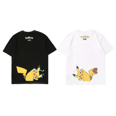 M-3XL Size Ins Japanese Cartoon Pikachu Pattern Summer Casual Lovers Short Sleeves O-Neck Loose T-Shirt Top