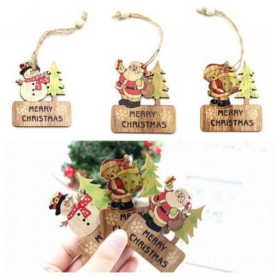 DIY Wooden Pendants Ornaments Christmas Wood Craft Xmas Tree Ornaments 