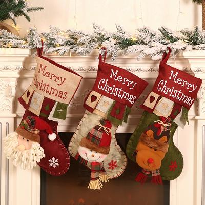Christmas Stockings, Santa, Snowman, Reindeer Stockings Xmax Tree Ornaments