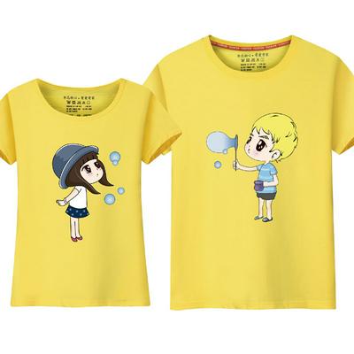M-3XL Size Cartoon Boy or Girl Pattern Summer Casual Comfortable Lovers Short Sleeves O-Neck T-Shirt Top