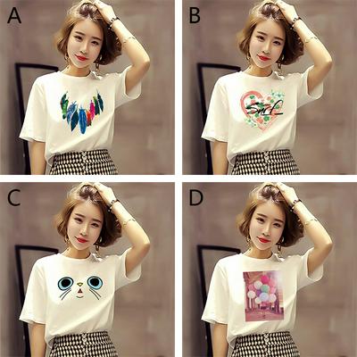 Big Eyes White T-shirt Women's Short Sleeved Summer Loose Half-sleeved Street Shoting Hip Hop Tops