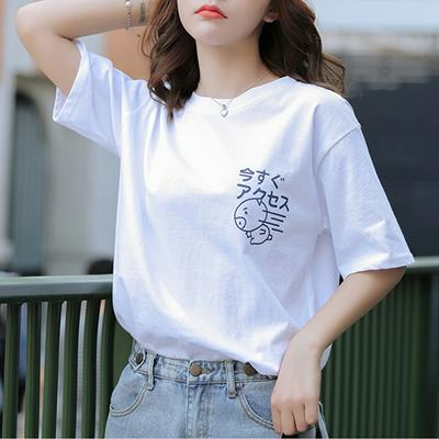 M-2XL Size Summer Fashion Back Funny Printed Pattern Short Sleeve O-Neck Loose T-Shirt for Students Girls Women