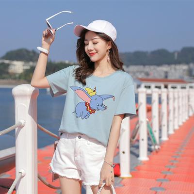 Women's Casual Crewneck T-shirt with Short Sleeve  Front-printed Top - Green, Purple, Black