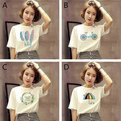 Umbrella Bike White T-shirt Women's Short Sleeved Summer Loose Half-sleeved Street Shoting Hip Hop Tops