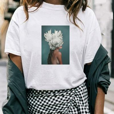 Women's T-shirt Summer Fashion Painting Short-sleeve O-neck Tees Tops 