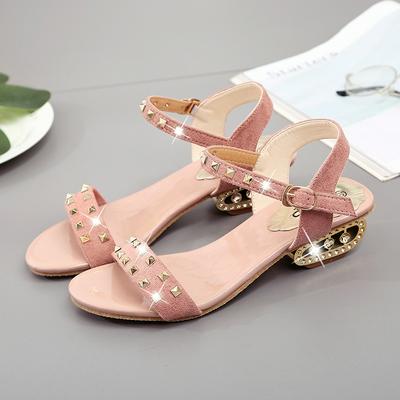 Rivet Sandal Cowhells Bottom Wild Match Female Sandals Sandals Summer Breathable Pink