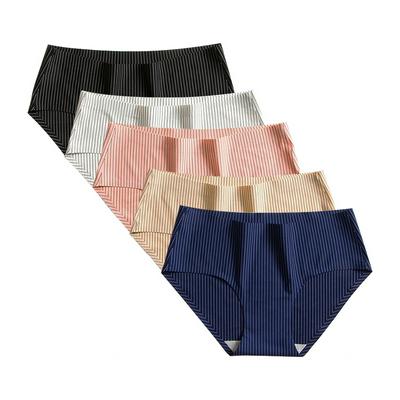 5pcs/set Women's Ice Silk Underwear Sexy and Comfortable Briefs