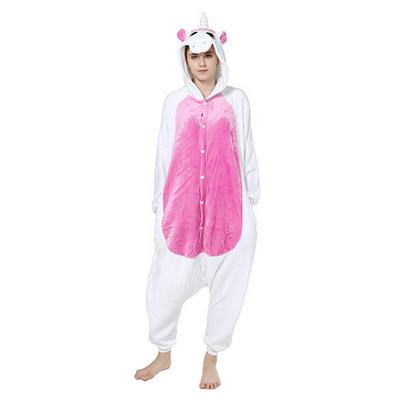 Cartoon Animal Unicorn Flannel Unisex Adult Men Women Winter Spring Autumn Hooded Cosplay Halloween Costumes One-Piece Pajamas Home Wear