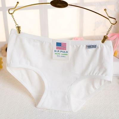 A001 L Size Solid Color Simple Pure Cotton Middle Waist Girls Female Underpants