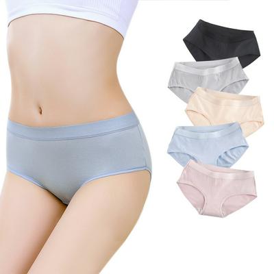 5Pcs Cotton 100% Honeycomb Antibacterial Underwear Women 60 Combed Cotton Simple Briefs