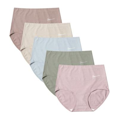 5pcs/Pack Women's Pure Cotton Crotch Antibacterial Panties Japanese Type High-waist Tummy Up and Hip Lift Briefs