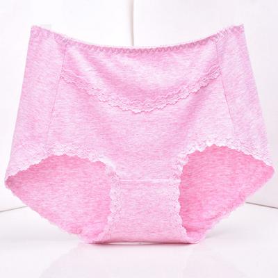 One-Size Solid Color High Waist Lace Edge Color Cotton Hip Lifting Comfortable Women Briefs 