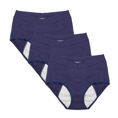 3pcs Women's Menstrual Period Briefs High-waisted Anti-bacterial Underwear