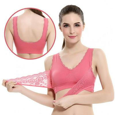 S-2XL Size No Steel Ring Front Cross Side Buckle Lace Active Wear Girls Women Sports Bra for Workout Gym Sleeping Use