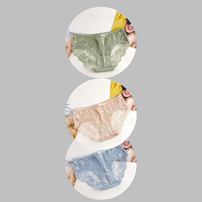 Fashion Sexy Comfortable Lace Panties Cotton Patchwork Panties Underpants Solid Shorts Sexy Underwear Cutout Underwear Ladies